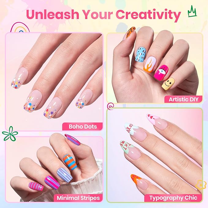 Beetles 12 Colors Nail Art Pens, 0.5mm Fine Line Nail Polish Pens Quick Air Drying Acrylic Paint Markers for Nails Art Design Painting Dotting Liner Brush, DIY Home & Salon Manicure Tools