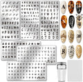 PH PandaHall 6pcs Letter Nail Stamping Plates Alphabets Patterns Nail Art Design Number Nails Art Stencil Personalized Typeface Manicure Image Plate for Women DIY Print Manicures Salon Supplies