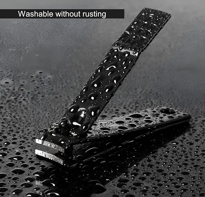 FIXBODY Nail Clippers, Black Stainless Steel Fingernail & Toenail Clippers & Nail File,Great Christmas Gift,Stocking Stuffers for Men and Women