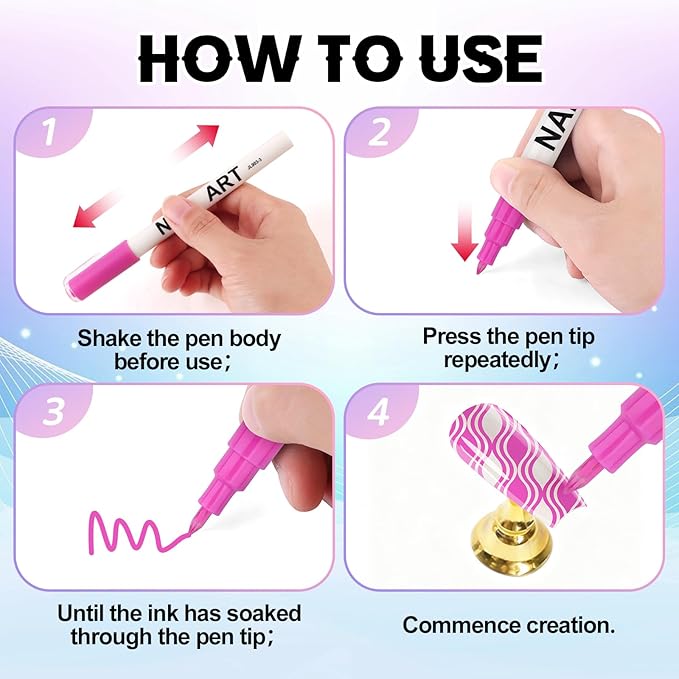 Kalolary 6 Color Nail Art Pens Set, Nail Polish Pens 0.7MM Fine Tip Acrylic Paint Pen Nail Art Markers Quick-Dry Nail Art Tools for Dotting Drawing Painting DIY Nail Art Beauty Manicure（I）