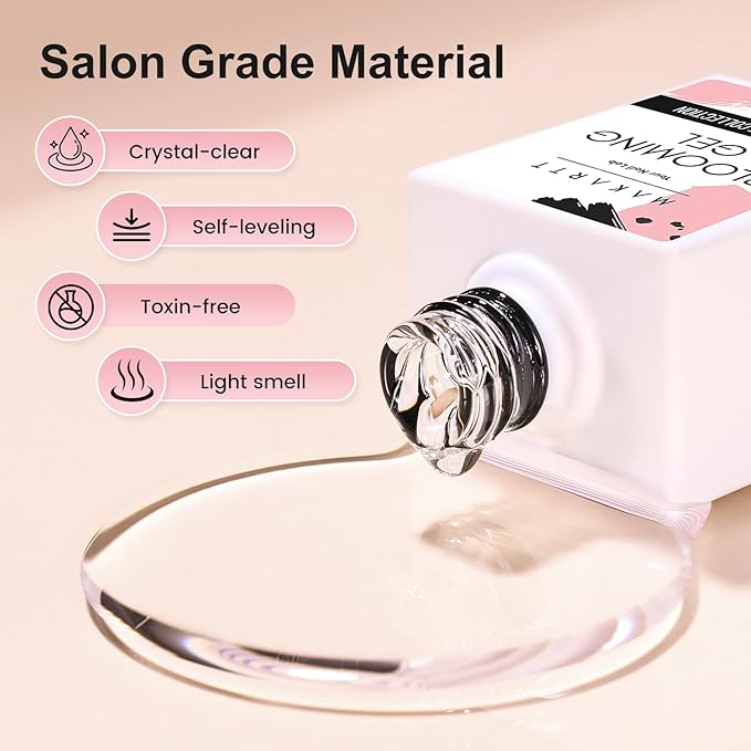 Makartt Blooming Gel: Clear UV LED Nail Art Polish and Nail Brush for Spreading Effect Marble Soak Off Nail Polish Gel Painting Nail Designs for DIY Color Floral Watercolor Manicure Gift for Women