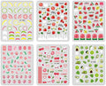 6 Sheet Fruit Nail Sticker for Nails Art 3D Embossed Self-Adhesive Cute Peach, Cherry, Lemon, Watermelon, Strawberry, Avocado Nail Decal Design Supplies for Women DIY Manicure Art Decoration YX1243