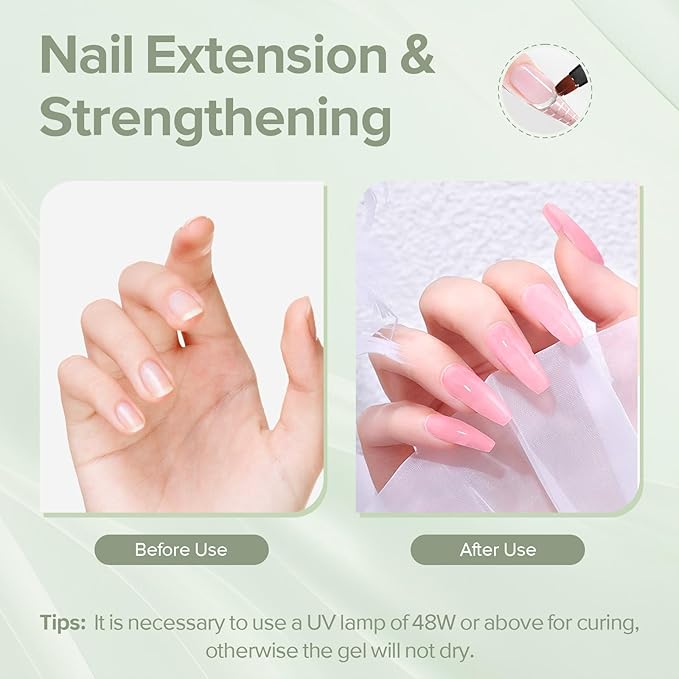 CANNI Builder Gel for Nails – 1Fl Oz Light Rose Pink Hard Gel, Nail Extension & Strengthening Jelly gel for DIY Holiday Nail Art