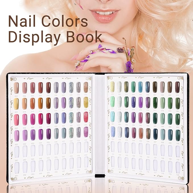 Segbeauty 120 Colors Sample Nails Display, Nail Gel Polish Organizer Colors Chart with 120 False Nail Tips, Nails Art Salon Home DIY Fingernail Swatch Stick Booklet Supplies Tool Showcase Cardboard