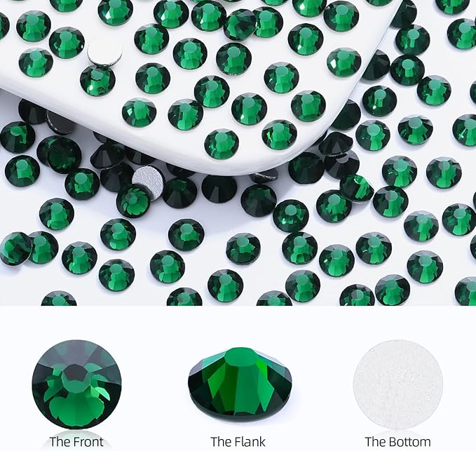 Malachite Green Flatback Rhinestones, Glass Rhinestones for Nail Art and Craft, Glue Fix, Loose Crystal Gemstones(Green, SS20, 1440pcs, 4.6-4.8mm)