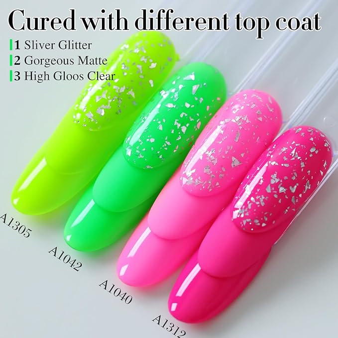 Double Rhythm Gel Polish 15ML Jelly Sheer Pastel Light Milky Color Pearl White Bottle 1 PC 0.5 OZ Full Size Nail Art Salon at Home (Neon Green-D1042)