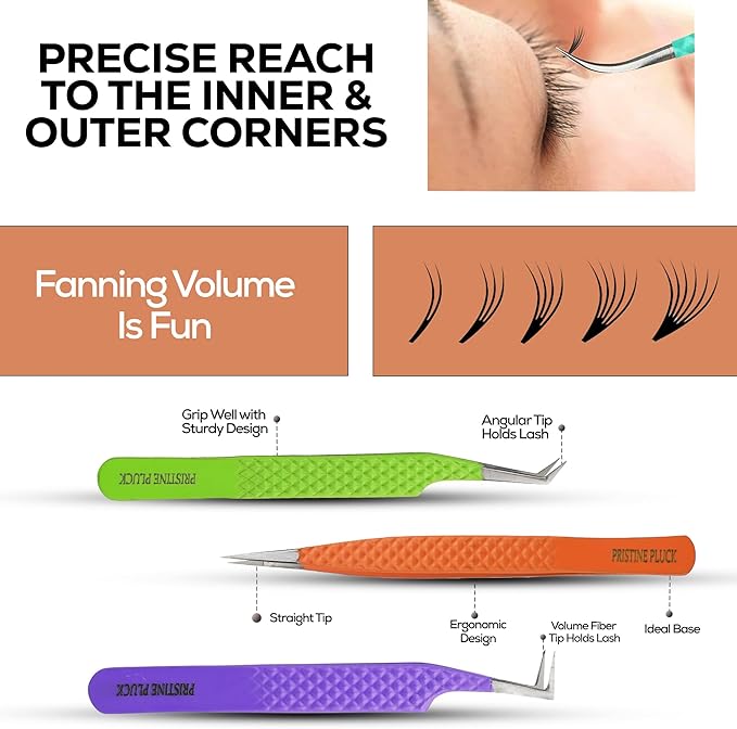 5-Piece Eyelash Extension Tweezers Set Precision Lash Tweezers with Anti-Slip Grip with fiber tip lash tweezers Tools for Lash Artists & eyelash tweezers for women (eyelash set multy)