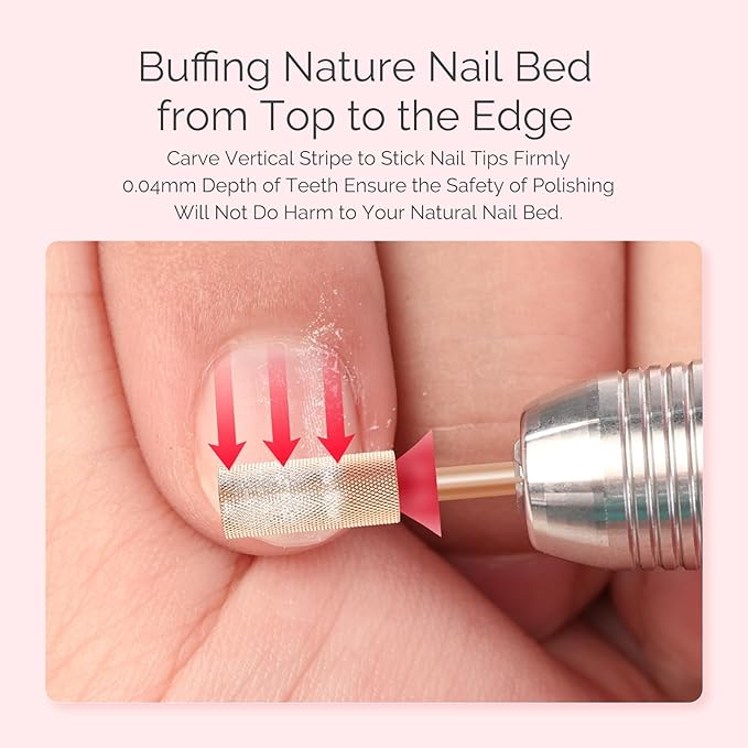 MelodySusie Large Barrel Nail Buffer Bit, Professional Safety Carbide Nail Bit for Nature Nail Bed File Cuticle Dead Skin Cleaning Nail Prepare, Two Way Rotate, Manicure Nail Salon Supply, Rose Gold,F