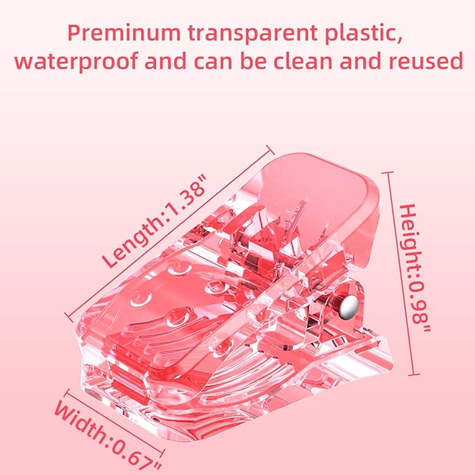 10Pcs Nail Tip Clips, Nail Clips for Poly Nail Gel, Nail Extension Gel Quick Building Nail Tips Clip for Dip Powder Nail Kit False Nail Tips and Dual Forms Manicure Nail Art Tools, Pink
