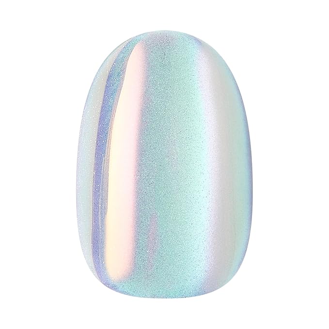 KISS GLAM, Press On Nails, Nail glue included, 'Celestique', Blue, Short Size, Round Shape, Includes 32 Nails, 2g Glue, 1 Manicure Stick, 1 Mini File