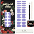 Nail Polish Strips (No UV Lamp Needed) - 22 Pcs Salon Quality Gel Nail Stickers - Long Lasting Wraps (Purple Evening in Paris)