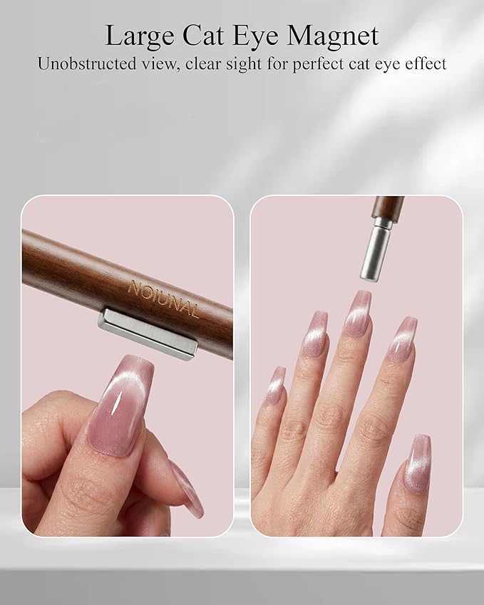 4-Piece Cat Eye Magnet Set with Case, 4-in-1 Magnetic Pen, Heart-Shaped & French-Shaped Magnet for Nail Art, Multi-Effect Magnets for Cat Eye Gel Polish, Home DIY, Wood