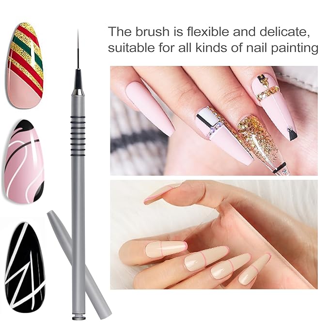 Nail Art Liner Brushes，6Pcs liner brush for nails gel Tiny Details, Fine Drawing, Delicate Coloring nail art liner brushes Sizes 5/7/9/11/20/25mm