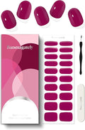 Semi Cured Gel Nail Strips, 20Pcs Long Lasting Salon Quality Wraps, Easy Apply & Remove Gel Nail Stickers with UV Light (Claret Purple)