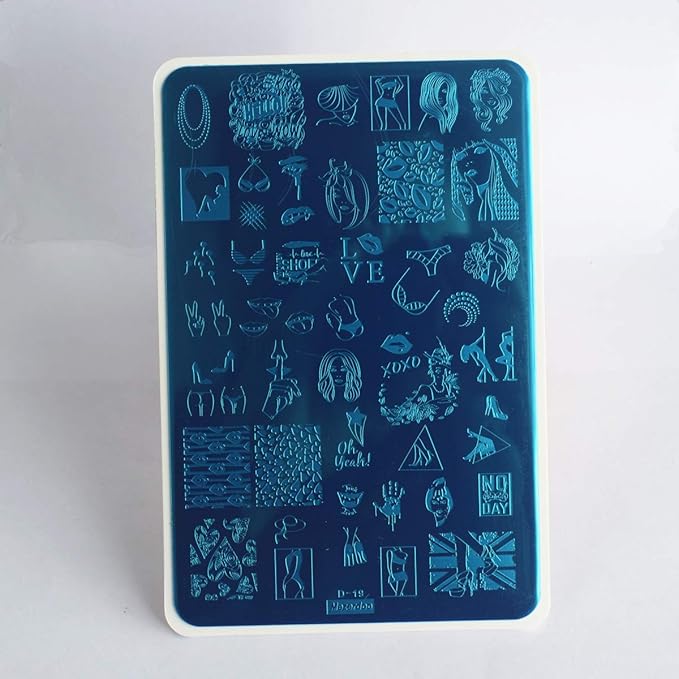 2Pcs Sexy Girl Love Image Nail Stamping Plates Kit Leopard Snake Skin Design Nail Stamp Plates Templates Heart Lip Heel Palm Mouth Printing Nail Stamper Plate Stencil Accessories Tools for Nails Art