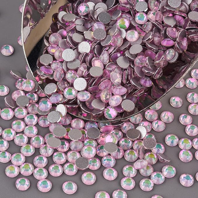 Blinginbox Rhinestones for Crafting,Flatback Rhinestones Glass Gems Stones Round Gemstones Non-Hotfix Crystal for Crafts Nail Decoration,Pinkish Crystal(6.4-6.6mm) SS30/288pcs