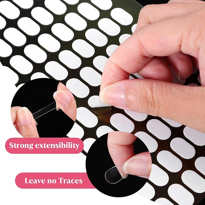 1500 Pcs False Tip Double Sided Adhesive Tapes, Clear Pre-Cut Nail Display Strips, Press on Fingernail Stickers for Manicure Nail Art Holder