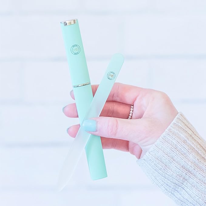 Malva Belle Best Crystal Glass Nail File for Women - File & Travel Case Set - Heavy Duty for Natural Nails, Gel - Professional Nail Shaper – Nail Care Essentials - Pastel Green 2mm