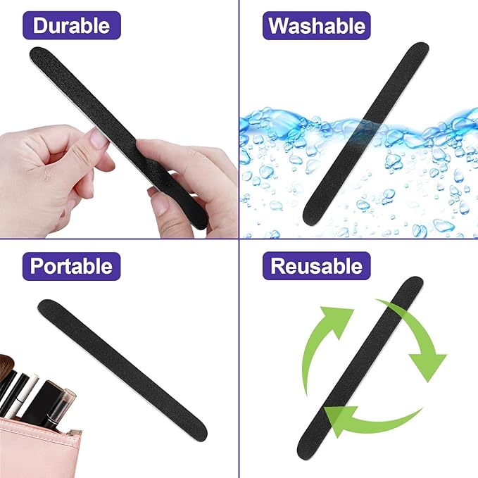 Emery Board Nail Files (100 Pack), 100/180 Grit Wooden Nail File for Natural Nails, 7 Inches Emory Filers Manicure Tool Set Disposable Nail File for Home Salon Black
