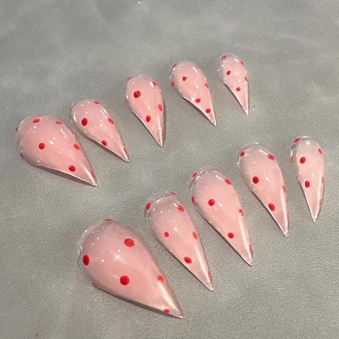 Halloween Press Claw on Nails Long Short Medium Curved Stiletto Handmade Gothic Design Horror Vampire False Nails Dragon Cat Claw Press on Nails Glossy Glue on Nail Thick Acrylic False Nails