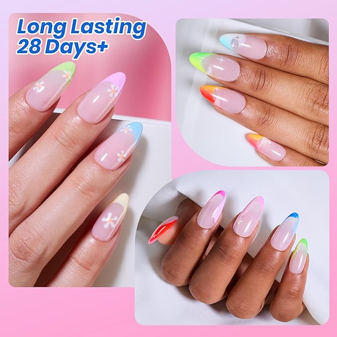 Beetles Deal Box Spring Gel Nail Polish Set - 20 Colors Pastel Neon Rainbow Bright Color Gel Polish Set with Base Top Coat HEMA-Free TPO-Free Manicure UV LED Needed DIY Salon Home Gifts for Women