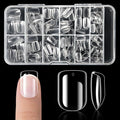 krofaue Kids Nail Tips - 240pcs Children Square Clear Press On Nails for Little Girls 10 Sizes Soft Gel Tips Extensions for DIY Decoration (9-12 years old)