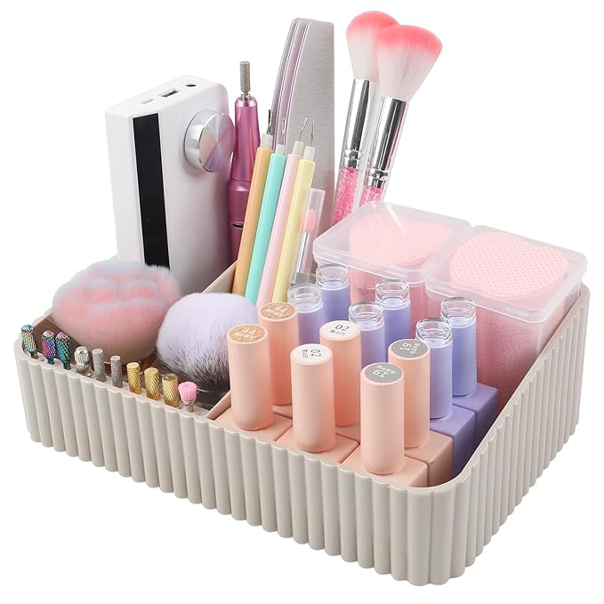 Nail Drill Machine & Bits Storage Box, 10 Holes Transparent Acrylic Drill Bit Holder, Plastic Nail Drill Tool Displayer Holder Case for Nails, Nail Drill Grinding Bit Organizer(Grey)