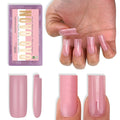 NOVO OVO Meidum Sharp Square Nail Tips Press on Pure Color BERRY PINK, Extra Thick NEED Builder Gel Top Coat Glue Soft Gel Matte Fake Nail Extension,Full Cover False Nails for Salon DIY 15 Sizes 180pc