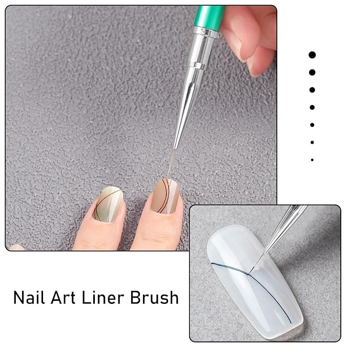 DANNEASY Liner Nail Art Brush, Nail Art Liner Brushes for Brush Strokes/Flower Outline/Thin Details/Fine Drawing Professional Manicure Brushes - Size 12mm