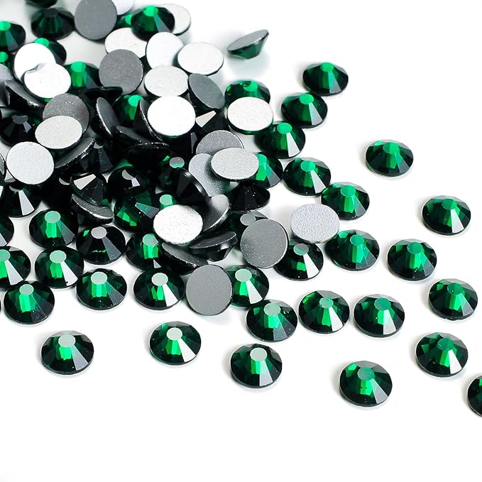 720pcs Flat Back Rhinestones Glitter Round Crystal Gems Glass Rhinestones for Crafts Nail Art Clothes Shoes DIY Decorations, Emerald, SS20, 4.6-4.8mm