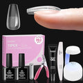 Beetles Tipex Lite Apex Nail Tips Kit,Coffin Short, 192pcs 16 Sizes, with UV Nail Glue, Base & Top Coat, Mini Nail Lamp, Nail Clipper & Cuticle Nipper,Pre-Building Pre-Etched Acrylic Tips Kit