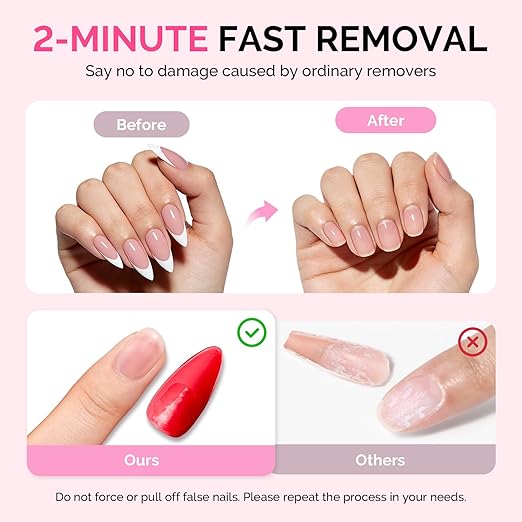 MelodySusie 50ML Nail Glue Remover for Press on Nails, Acetone Free Nail Polish Remover Multi-Functional Remover for Acrylic Tips Gentle Glue Remover with Stick