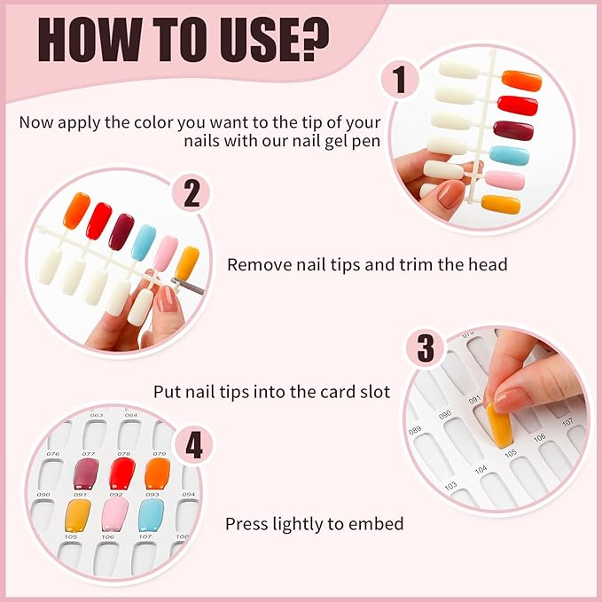 308 Nail Colors Chart with 360 Nail Tips Professional Nail Swatches Book Nail Gel Polish Display Card Book with Gel Nail Brush and Number Sticker for Nail Salons (Gold, one size)