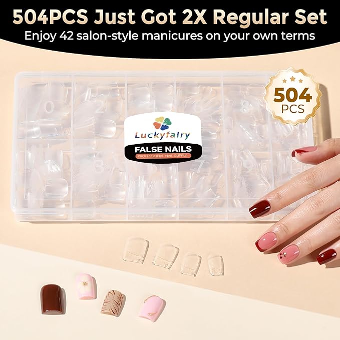 Square Nail Tips: 504pcs Soft Gel Extra Short Press on Nails, 12 Sizes XS Full Cover Clear XXS Extra Small Square Gel Nail Tips for Nail Extension DIY Home