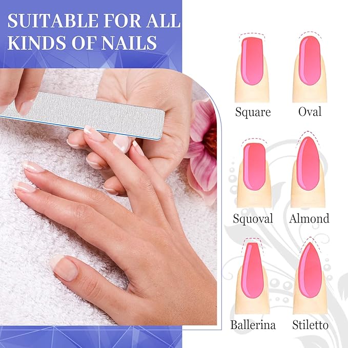 25 Pcs Nail Files 80/80 Grit for Acrylic & Gel Nails, Double Sided Emery Board for Home & Salon Use