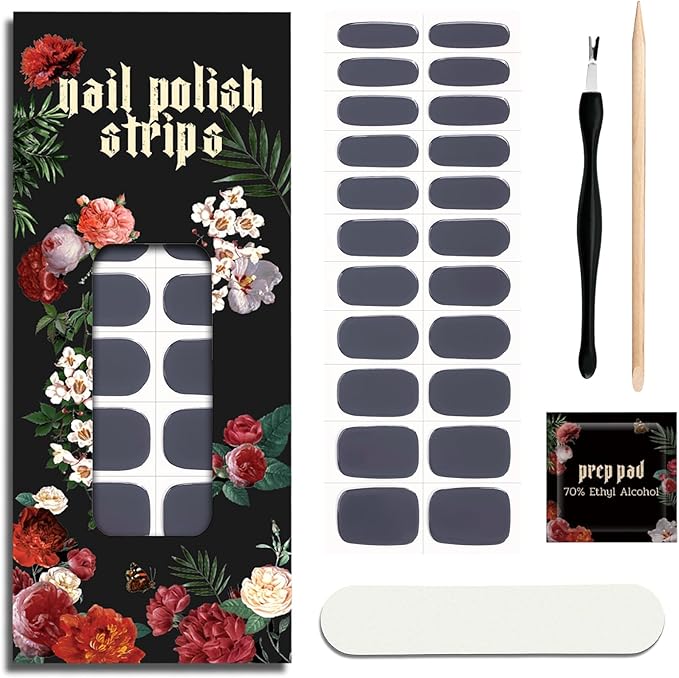 Nail Polish Strips (No UV Lamp Needed) - 22 Pcs Salon Quality Gel Nail Stickers - Long Lasting Wraps (Mossy Secret Green)