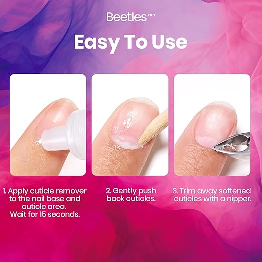 Beetles Pro Cuticle Remover - 40ml Each, Fast Drying Cuticle Remover Softener Liquid Gently Removes Dead Skin & Overgrown Cuticles for Nail Technicians, Professional Salon Manicure