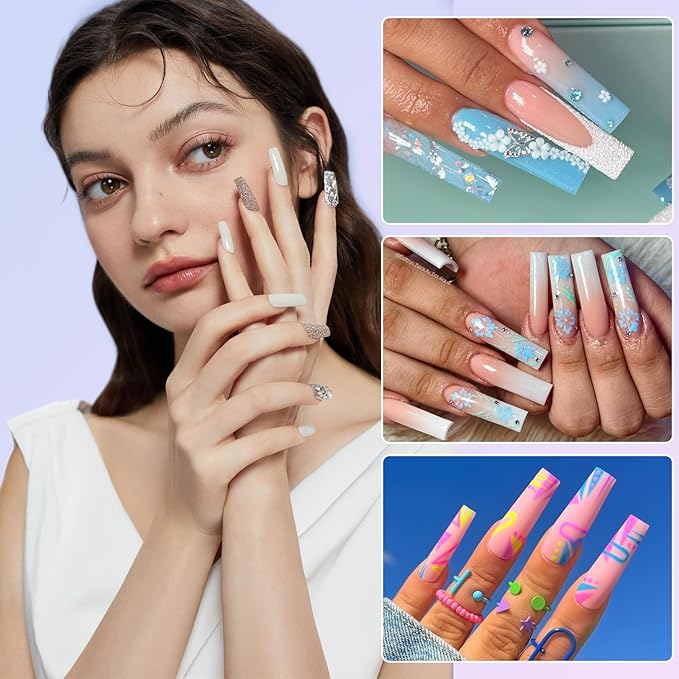LIONVISON Tapered Square No C Curve Nail Tips, Half Cover Square Shape Clear Nail Tips For Acrylic Nails Long French Fake Nail Tips With Box For Nail Salons Home Diy