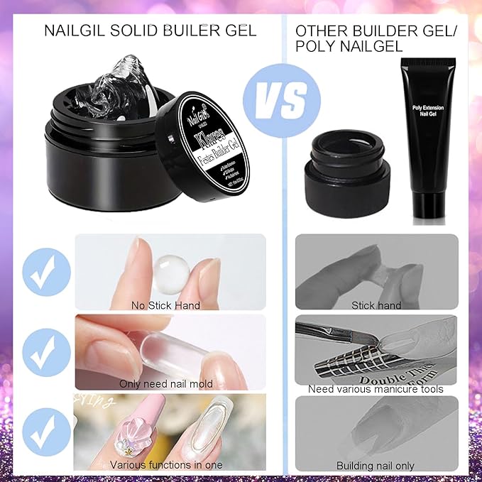 NAILGIL Hema Free Solid Builder Gel For Nails, 3D Sculpting Gel for Nail Art Non-Sticky Hand Extension Building Carving Modeling Sock Off UV LED Salon DIY at Home-60g/2.1oz