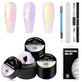 MEET ACROSS Aurora Solid Builder Gel for Nails Pink Purple Non-Stick Hand Nail Extension Gel Extension Kit Salon Gift 7PCS