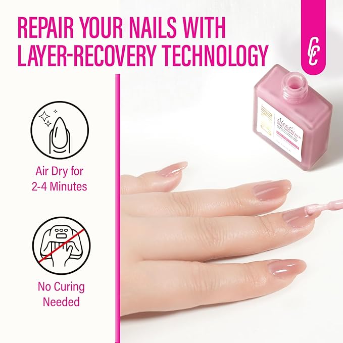 Nail Repair Strengthener for Women: 8 in 1 Dusty Peach Nail Hardener Extra Strong and Growth - Protein Nail Polish Hardener Ridge Filler Concealer for Weak and Damaged Nails 15ml