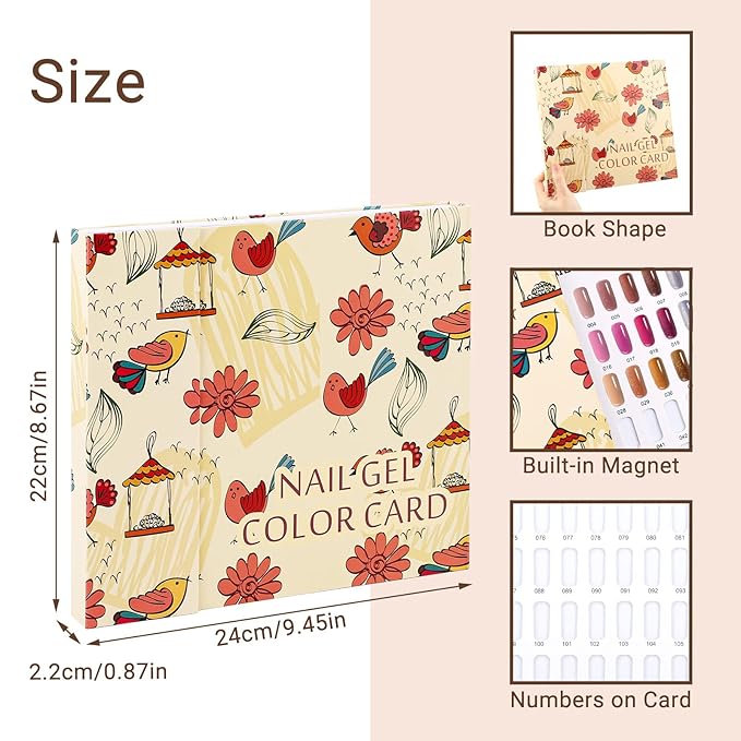 Segbeauty 120 Nail Colors Display Book, Nail Polish Organizer Cardboard with 120 False Nails Tips, Professional Salon Nails Gel Polish DIY Color Chart Card Swatches Stick Supplies Showcase Tool