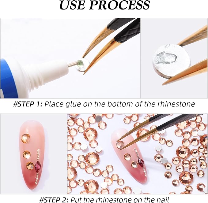 Champagne Flatback Rhinestones, Glass Rhinestones for Nail Art and Craft, Glue Fix, Loose Crystal Gemstones(Champagne, SS10, 1440pcs, 2.7-2.8mm)