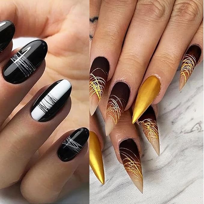 Gold Spider Gel for Nails, Gold Gel Paint for Nails Art UV LED DIY Design Manicure Spider Paint Nail Gel for Nail Art