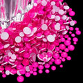 Flatback Glass Rhinestones,Bedazzler Gems Non Hotfix Crystal Rhinestones for Crafts Nail Charms Clothes Tumblers,Hot Pink Neon,Mixed Size,35g