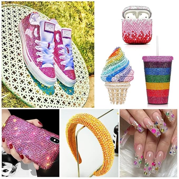 22380pcs Resin Rhinestones Set 3/4/6mm Flatback Stones Glitter Crystal Bulk for Garment Nail Art Decorations Resin Flatback Rhinestones Kit for Nail Crafts Tumbler Round Shape(LL)