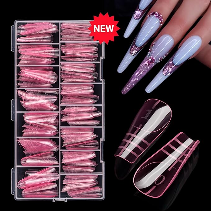NMKL38 Pink 150PCS Dual Nail Forms 15 Sizes