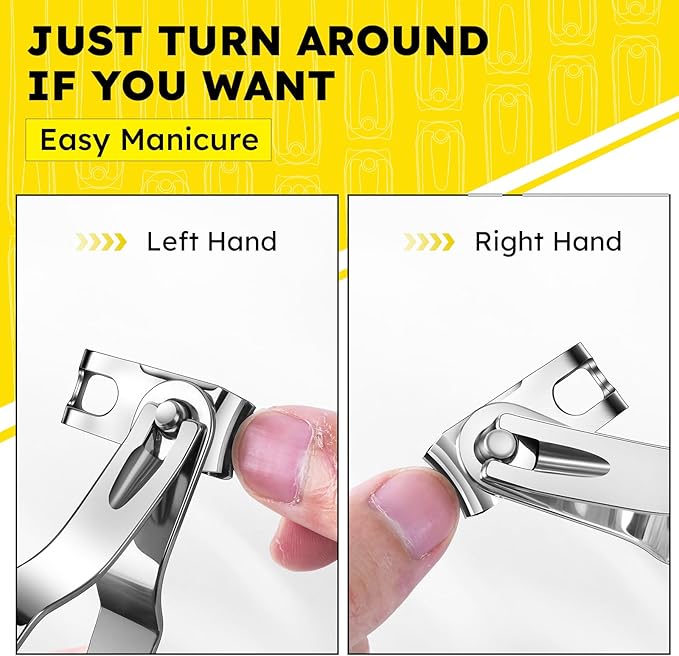 Nail Clippers for Seniors, 360 Degree Rotary Fingernail and Toenail Clippers with Long Handle Ultra Sharp Sturdy Stainless Steel Heavy Duty Large Toe Nail Clippers for Thick Nails