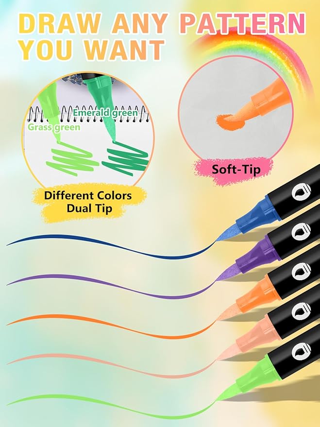 EBANKU 24 Colors Nail Art Pens Set, 3D Nail Polish Pens Quick-Drying Nail Art Markers Acrylic Paint Nail Point Graffiti Dotting Liner Pen No Squeeze Needed