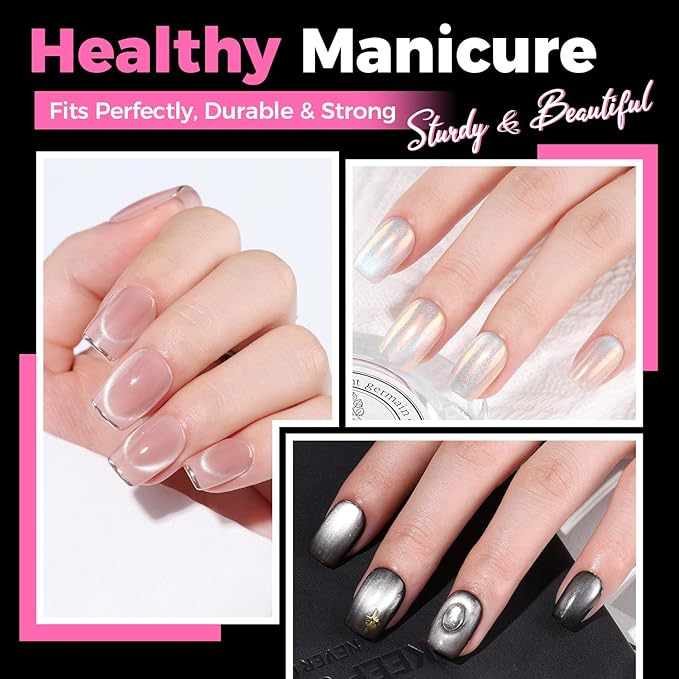 UNA GELLA Short Square & Squoval Gel Nail Tips 312pcs Short Round Square Press on Nails Pre Etched Soft Gel Fake Nails Full Cover For Nail Extension Home DIY Salon 12 Sizes